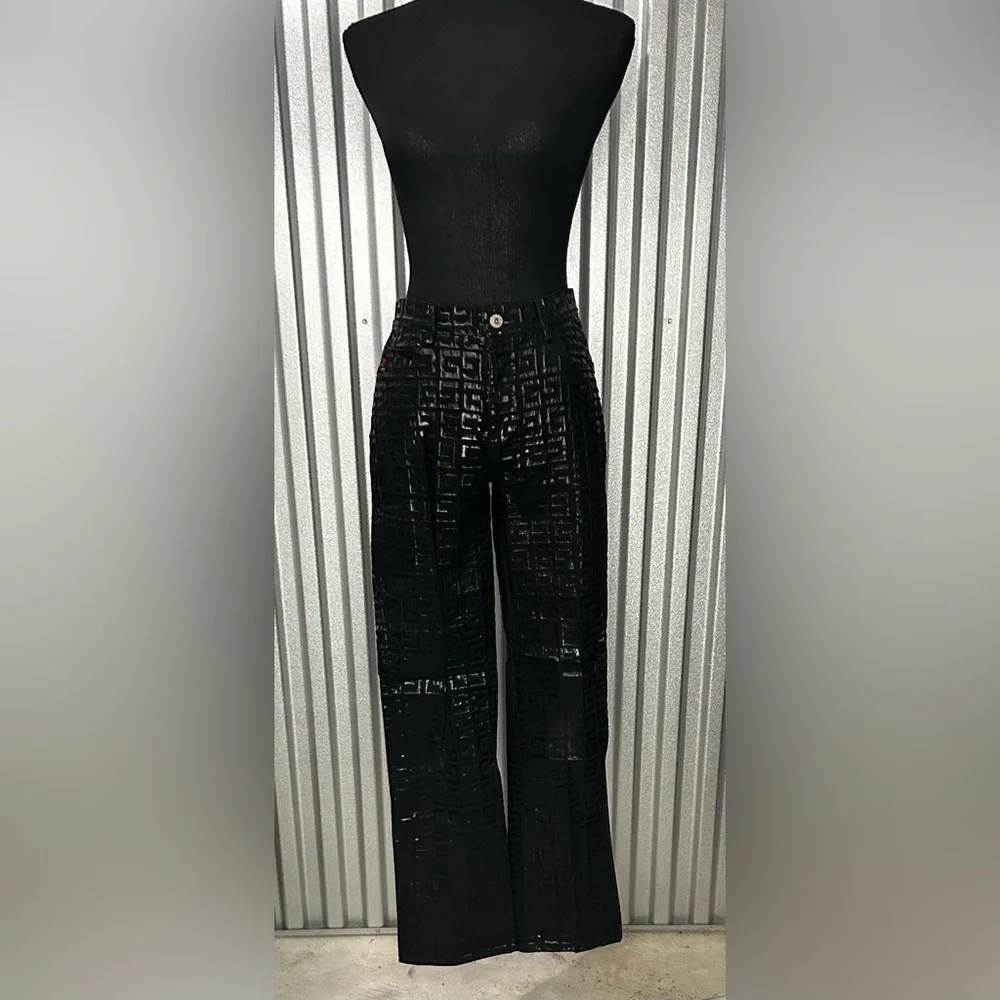 Women’s Vintage Guess Black Logo Geometric Cotton Spandex Jean Pants Size 29 - Picture 1 of 4